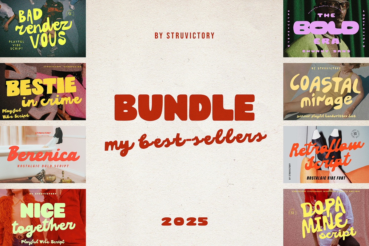 Best-sellers Vibe Fonts Bundle, a Script Font by Struvictory.art (Photo 1 of 18)