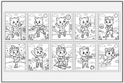 Cat Playing Sports Coloring Pages, an Animal Illustration by Lamia Emad (Thumbnail 2 of 5)