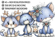 Christmas Cat Clipart Bundle, an Illustration by Pixels.Craft (Thumbnail 4 of 6)