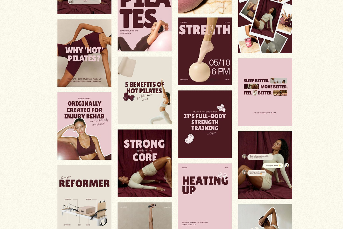Pink & Burgundy Instagram Templates, a Social Media Template by Row Creative (Photo 8 of 11)