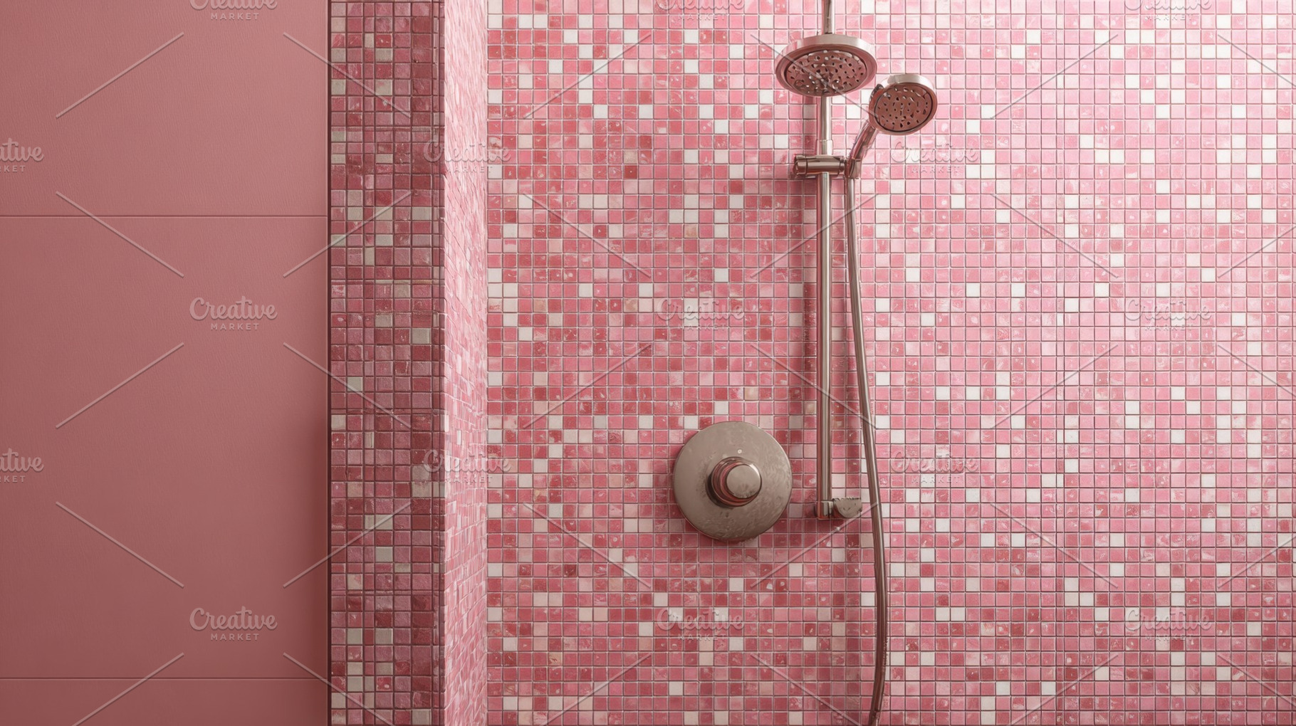 Modern shower with pink tile design, a Photo by Beautiful things
