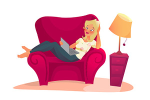 cartoon character. woman relaxing
