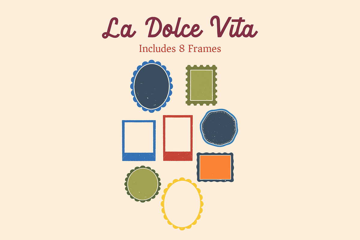 Italian Summer Retro Linocut Clipart, a Decorative Illustration by Ginny and Sam (Photo 2 of 12)