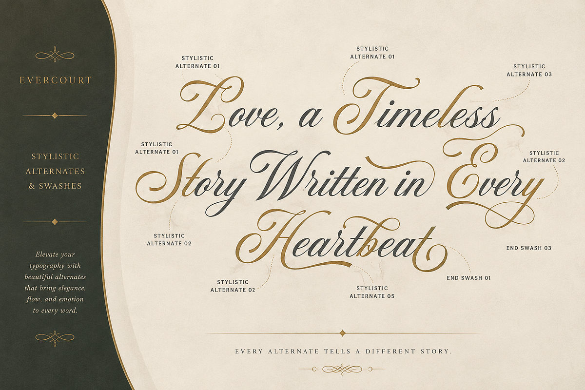 Evercourt - Romantic Script Font, a Script Font by PaperMoon (Photo 6 of 9)