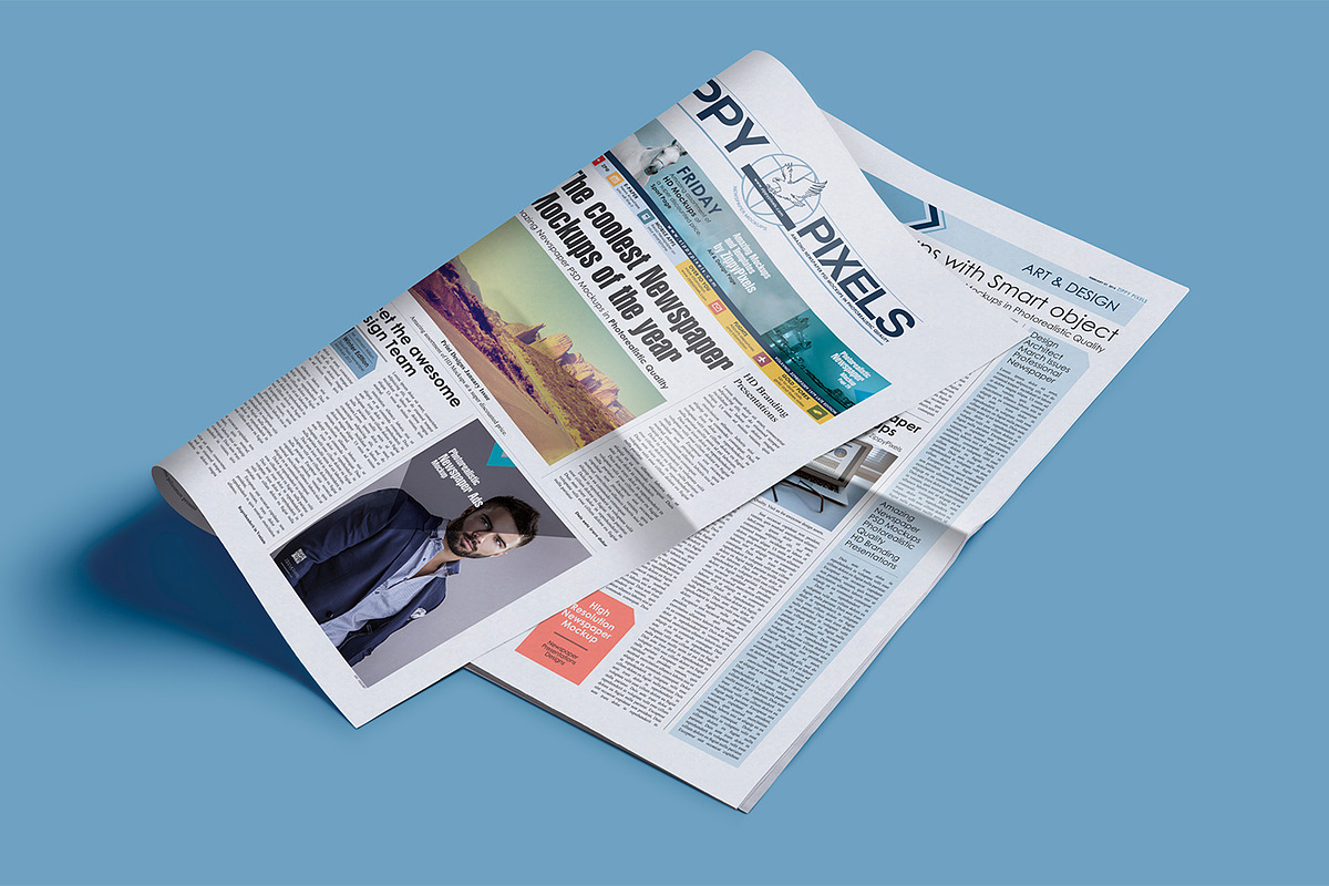 Newspaper Mockup PSDs Vol. 3, an Advertising Mockup by ZippyPixels