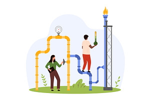 Natural gas pipeline inspection, an Illustration by Flashvector
