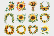 Watercolor Sunflower Clipart, a Seasonal Illustration by Design Market (Thumbnail 2 of 5)