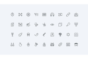 Judaism jewish holidays icons, an Object Illustration by Lemberg Vector