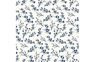 Stylized navy leaves and sprigs, an Illustration by okskukuruza