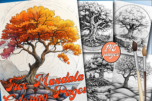 Tree Mandala Coloring Book for Adult, an Animal Illustration by Design Home