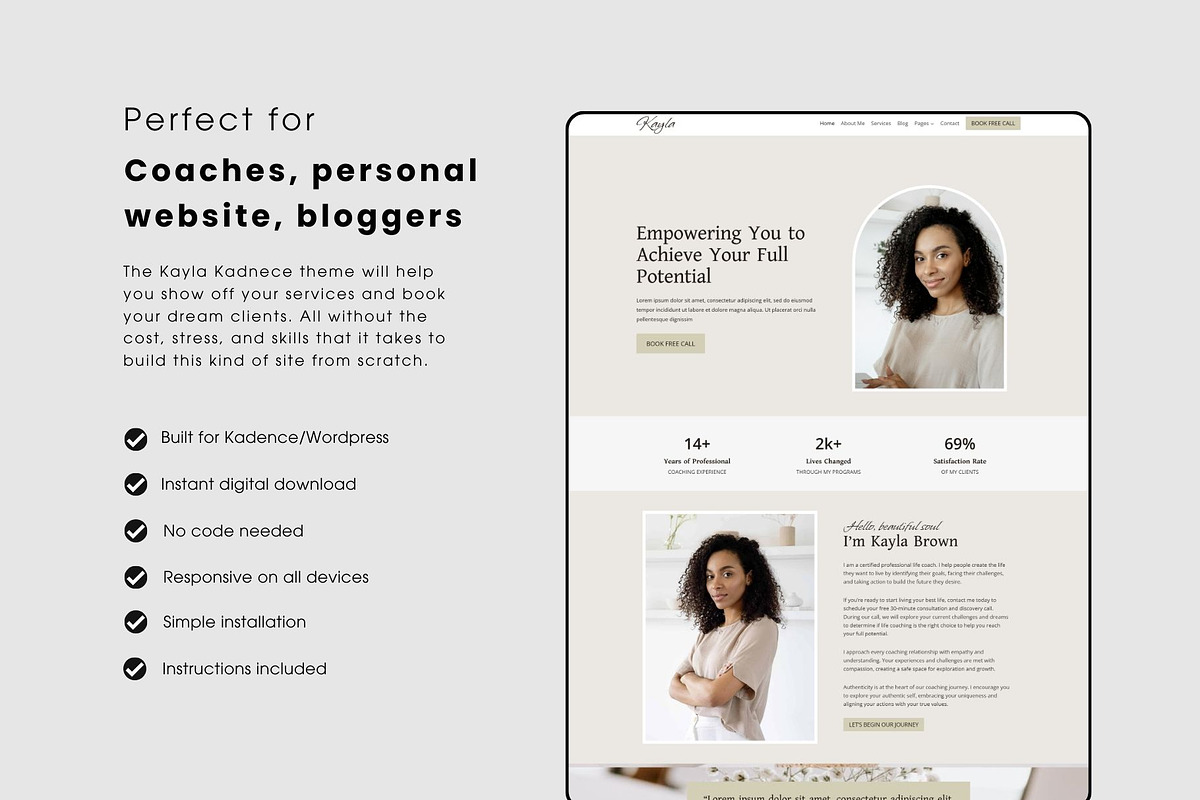 Coaching WordPress Theme Kayla, a WordPress Template by StartBuildLaunch (Photo 4 of 6)
