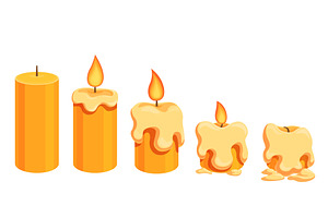 Burning cartoon candle. Wax candles, an Illustration by Valerie Bodnar