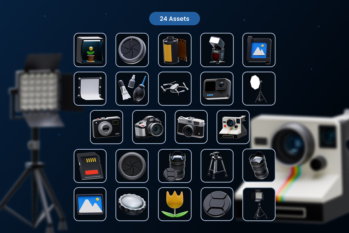 Camera & Photography 3D Icons, an Object 3D Model by Azam Creative (Photo 5 of 5)
