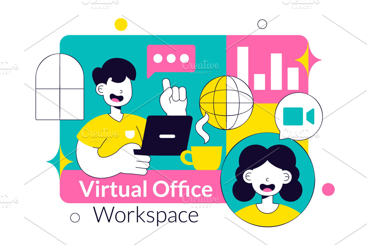 10 Virtual Office Workspace, a Person Illustration by denayunebgt (Photo 4 of 4)