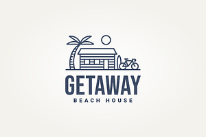 beach house minimalist line art logo, a Branding & Logo Template by Blazybone