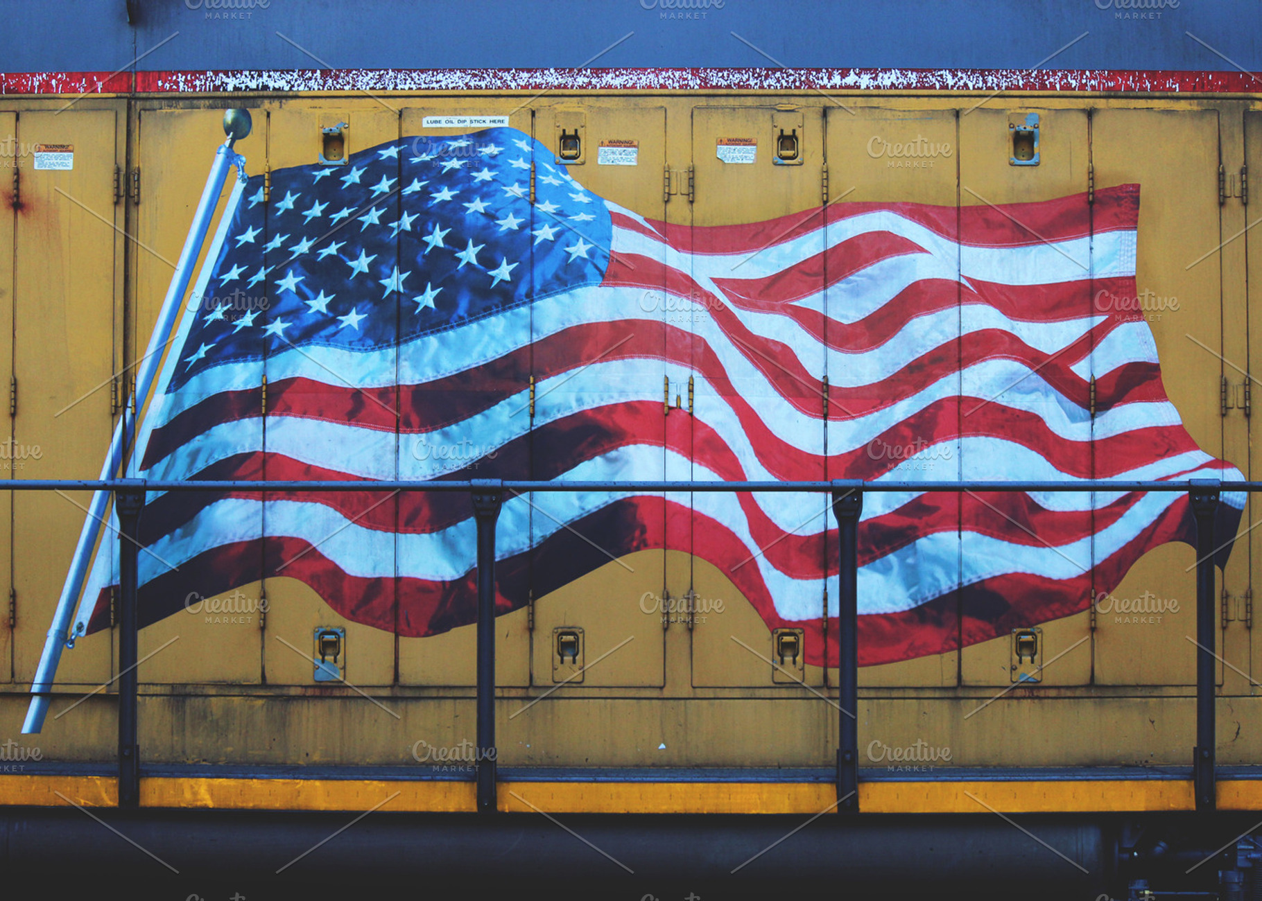 America stock photo containing train and painting, a Transportation Photo by Erica Patstone