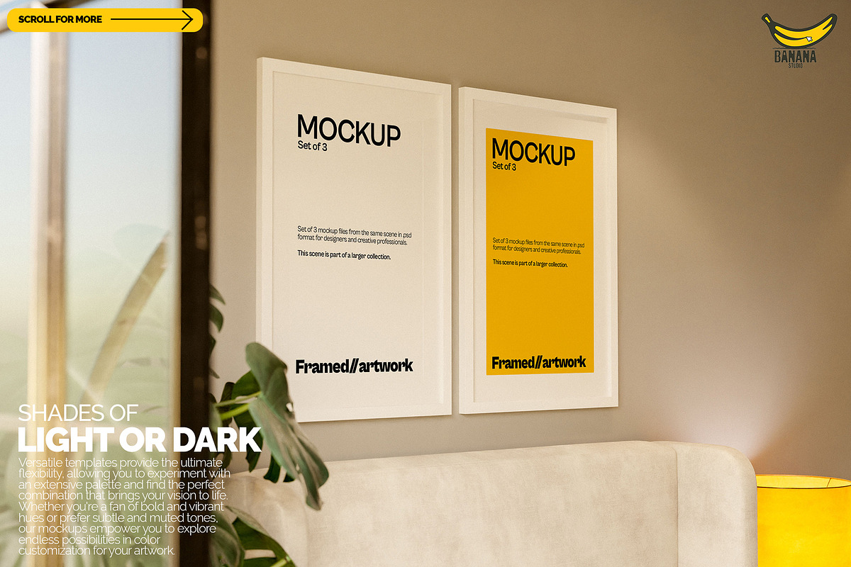 Framed Artwork on the Wall Mockup, a Merchandise Mockup by Banana Mockups (Photo 3 of 5)