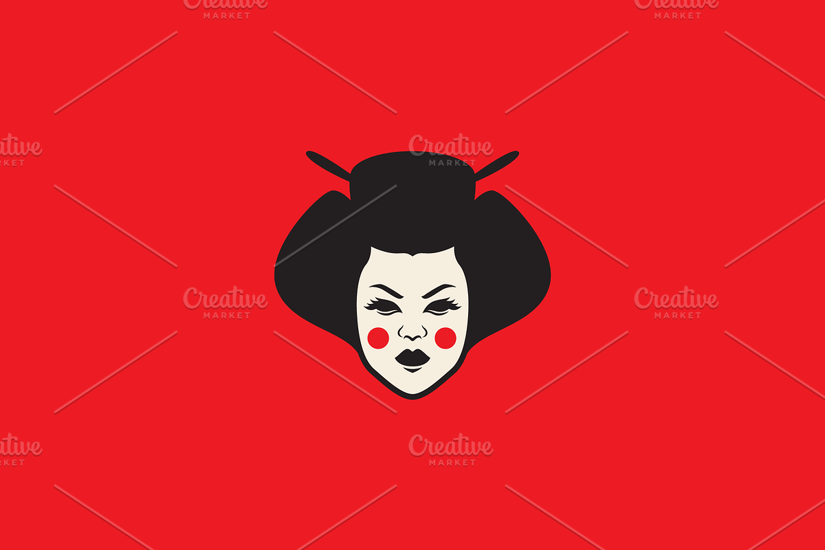 japanese geisha head geisha logo, a Branding & Logo Template by devastd