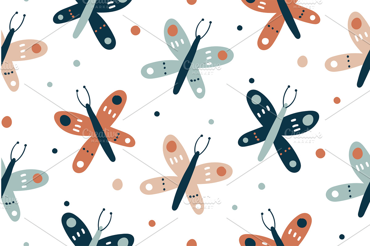 Seamless pattern with butterflies, a Texture Graphic by Riots Brush