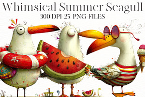 Whimsical Summer seagull Clipart, an Illustration by Designworld