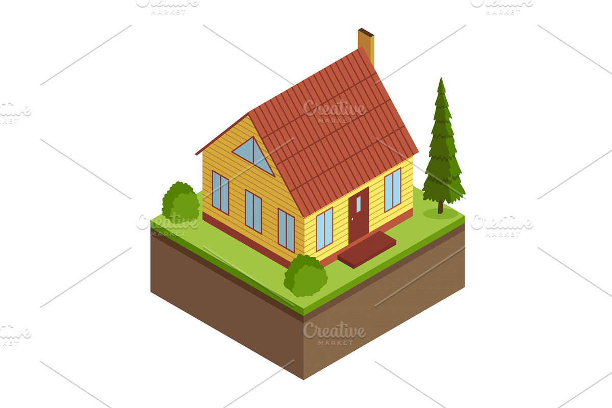 House construction Isometric stage, an Object Illustration by the8monkey