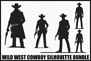 Wild West Cowboy Silhouette Set, an Illustration by Gfx_Store
