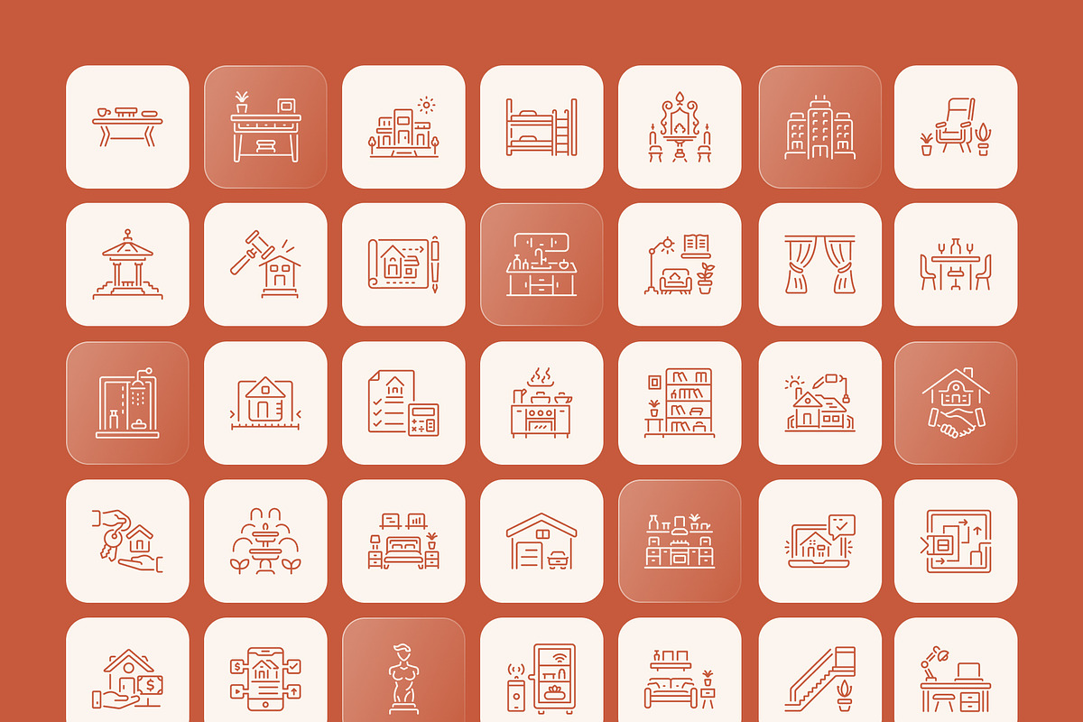 Housing and Interior Icons Set, an Outline Icon by Prosymbols (Photo 7 of 7)