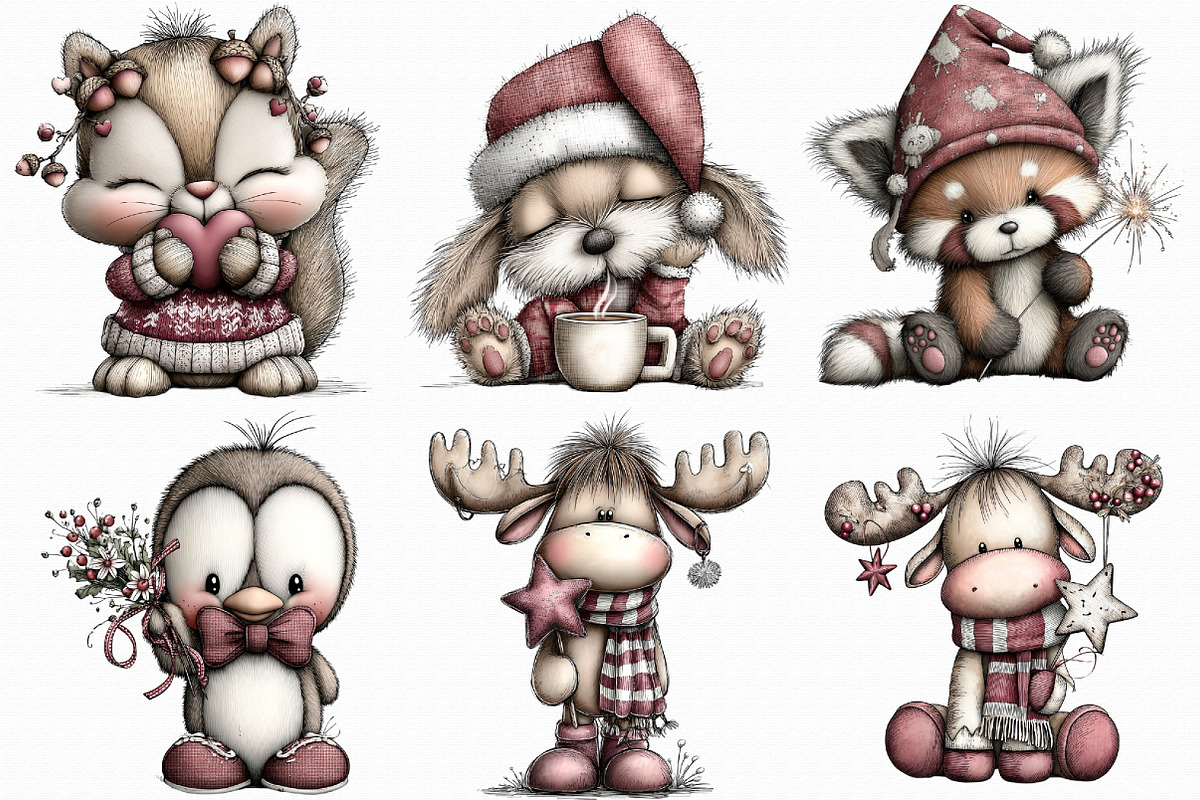 Whimsical Christmas Animal Clipart, an Illustration by Libby Wishes (Photo 7 of 7)