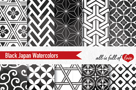 Black Backgrounds Japan Watercolor