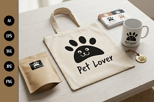 Pet Lover Cute Smiling Paw, a Branding & Logo Template by Saba Vector