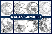 120 Boho Chic Moon Coloring Pages, an Illustration by BrightMart (Thumbnail 2 of 3)