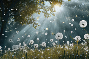 Fluffy dandelion seeds floating grac, a Photo by Iftikhar Alam