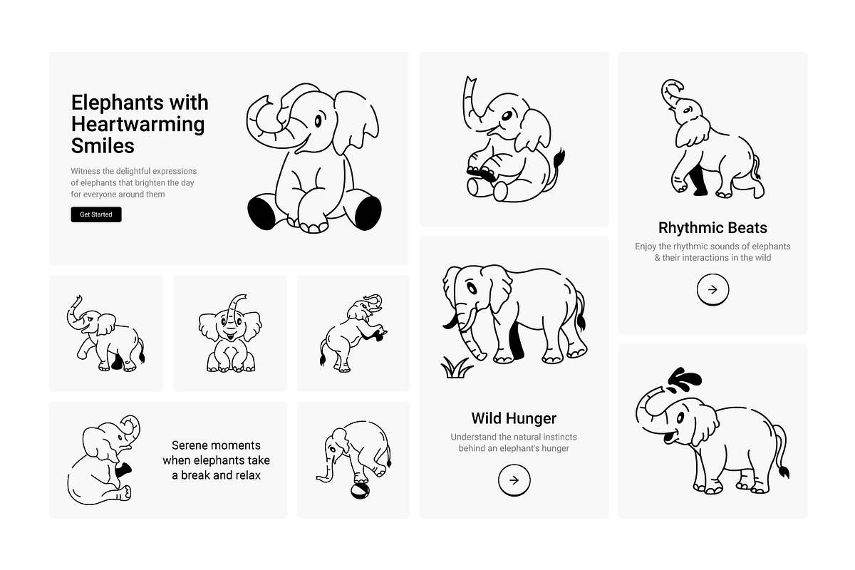 Elephant Drawing Icons, an Outline Icon by Prosymbols (Photo 4 of 5)