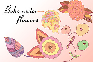 Boho Vector Flowers And Leaves