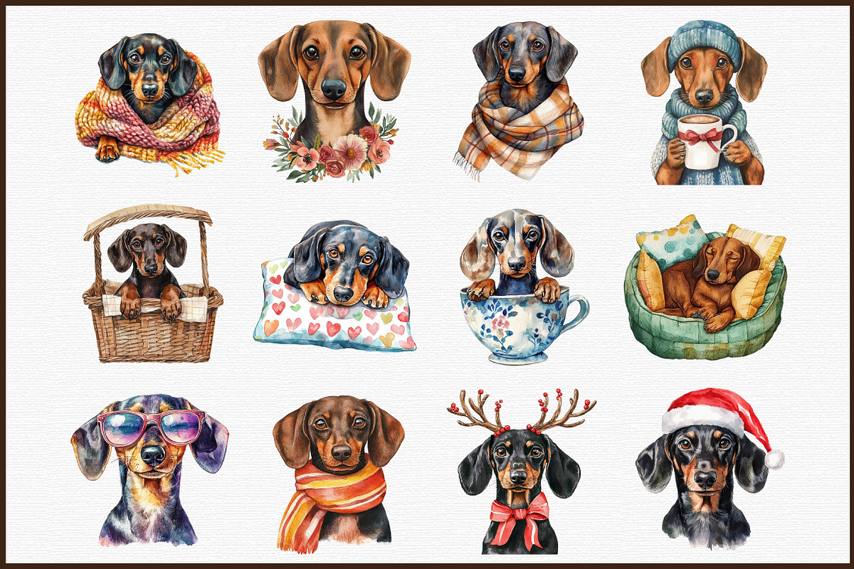 Dachshund Clipart Cozy Dog Png, an Illustration by Sublimation Artist (Photo 3 of 6)