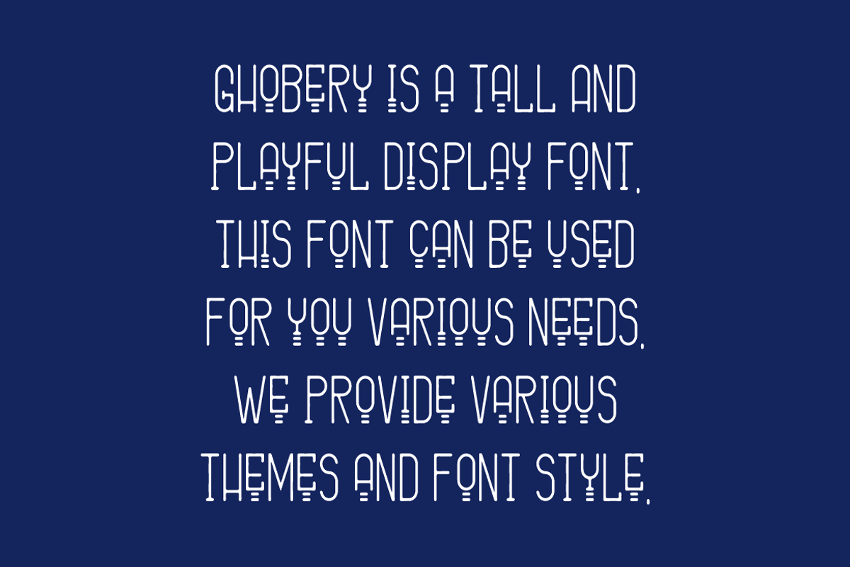 Ghobery - Tall Font, a Sans Serif Font by Iqsiart Studio (Photo 4 of 6)