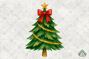 Coquette Christmas Tree Faux Glitter, an Illustration by Craft Nest