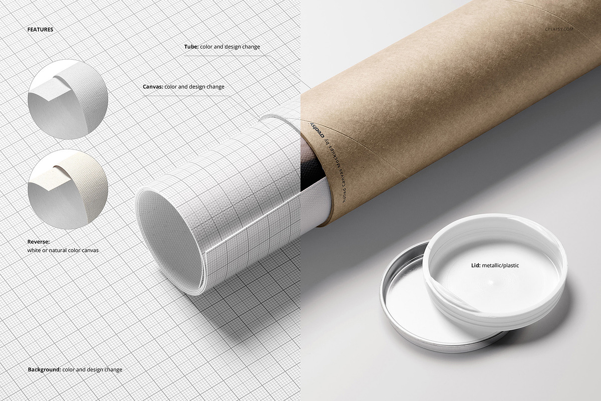 Rolled Canvas Print Mockup Bundle, a Product Mockup by creatsy5 (Photo 3 of 9)