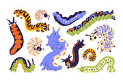 Cute cartoon caterpillars set, an Animal Illustration by PaperTrident (Thumbnail 2 of 4)