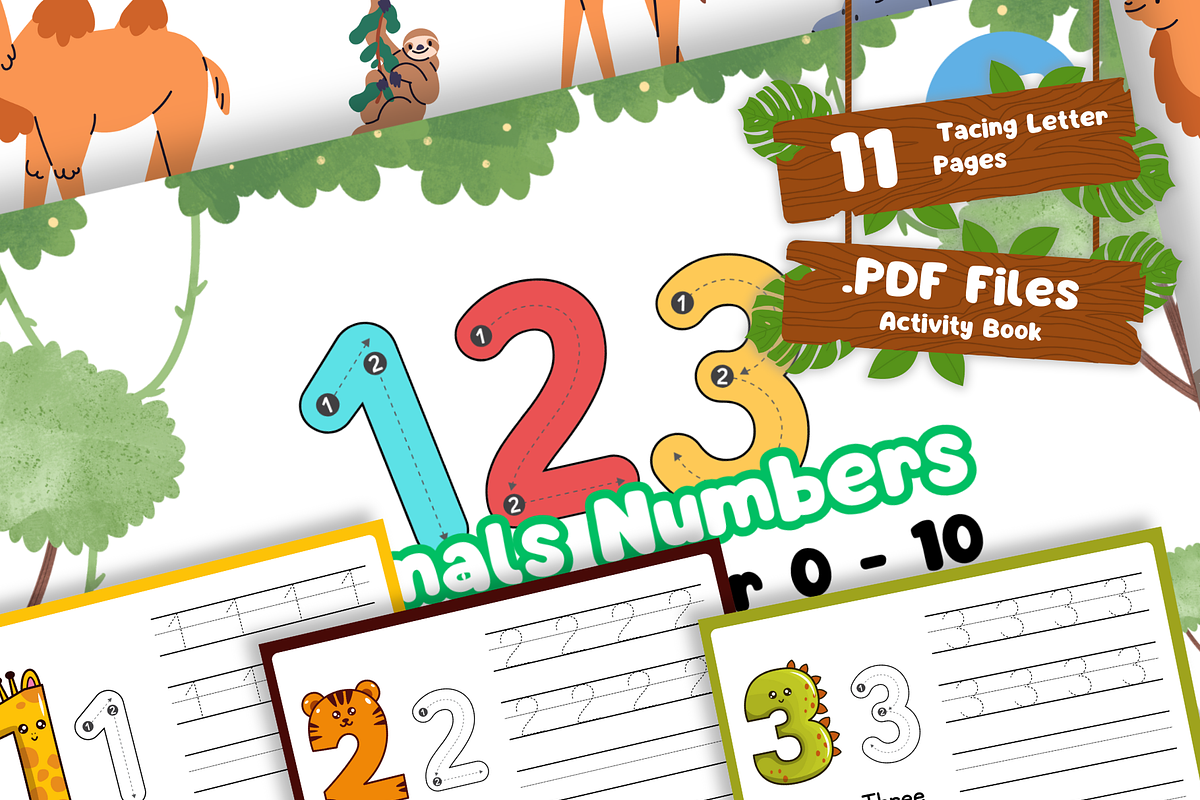Ebook - Animals Tracing Numbers 0-10, a Stationery Template by Glücklich Studio (Photo 1 of 4)