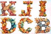 Watercolor Autumn Alphabet Clipart, a Seasonal Illustration by Canvas Craft (Thumbnail 3 of 7)