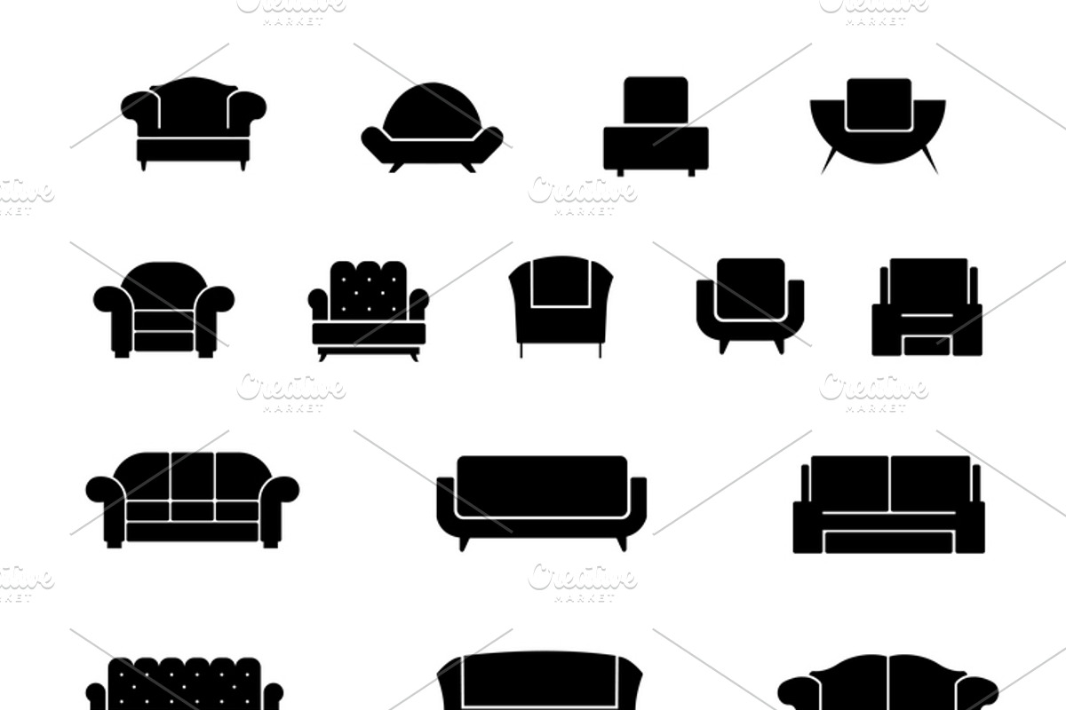 Couch and armchair furniture, an Outline Icon by Microvector