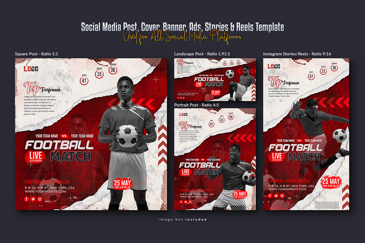 Football Soccer Social Media Post, a Social Media Template by Creative_View (Photo 3 of 8)