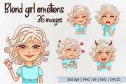 Blond girl  emotions. Avatar. Vector, a Person Illustration by VaraNa Art (Thumbnail 1 of 7)
