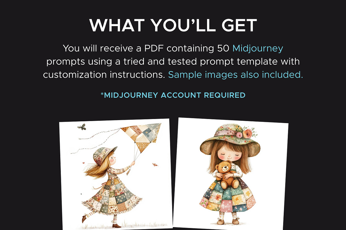 50 Whimsical Patchwork Girl Prompts, an Object Graphic by MadeByAI Studio (Photo 2 of 4)