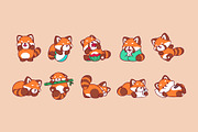 Cute Red Panda Clipart Set, an Animal Illustration by Rafiart26 (Thumbnail 2 of 2)