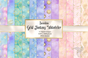 Gold Fantasy Watercolor Backgrounds