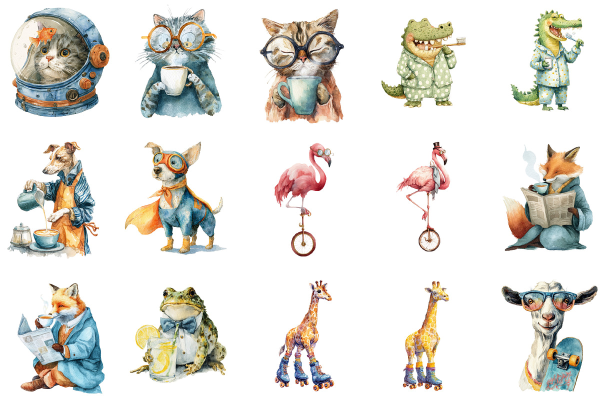 Quirky Funny Animals Sublimation, an Illustration by Designking (Photo 2 of 4)