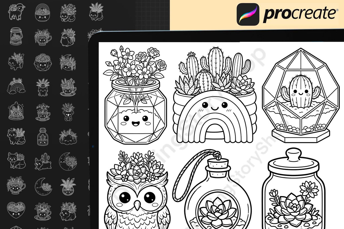 150 Terrarium Procreate Stamps, a Brush Add-On by DrawingStoryShop (Photo 5 of 6)