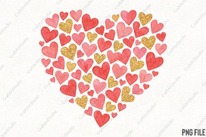 Watercolor Valentine Day Heart PNG, an Illustration by CraftArtStudio